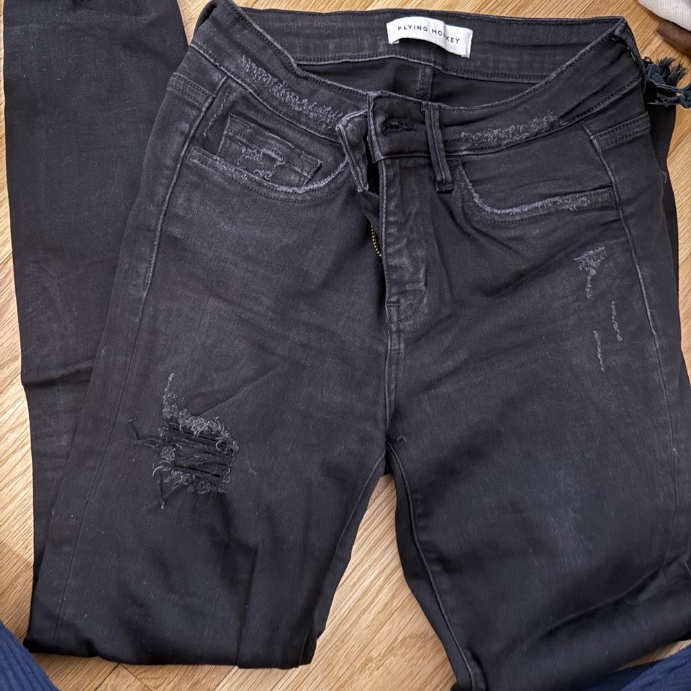 Flying monkey faded black skinny ripped jeans